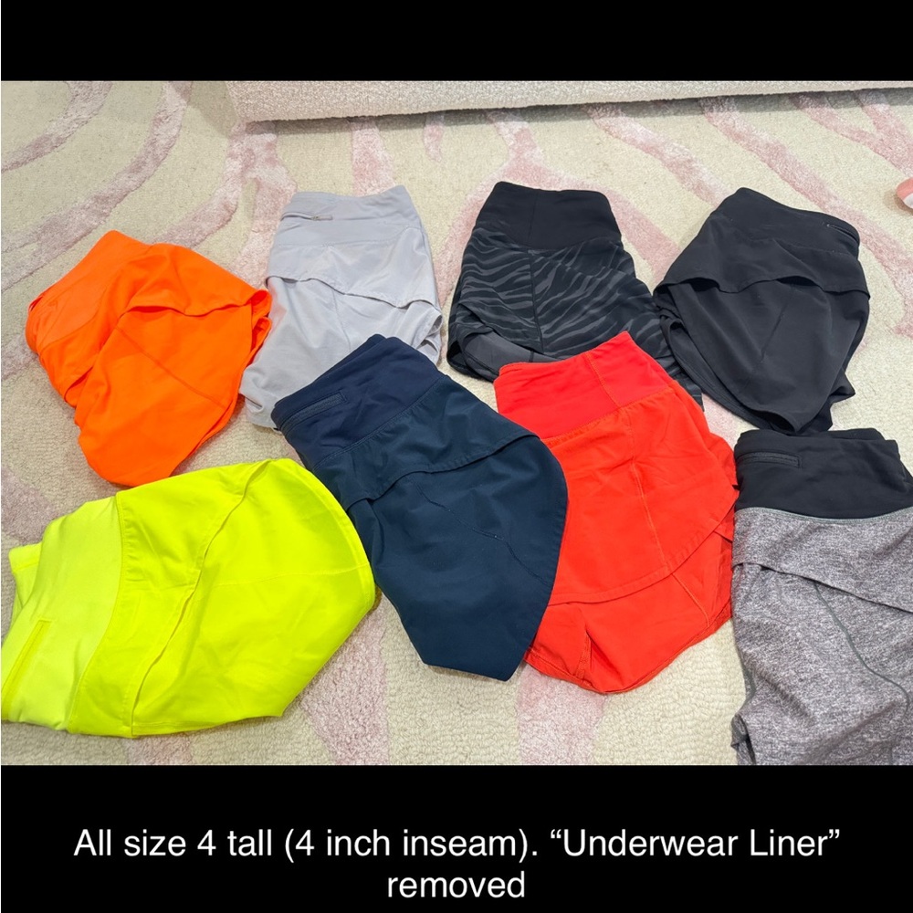 Lululemon speed up short bundle! All size 4 tall with 4 inch inseam